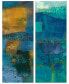 Reedy Blue I III Frameless Free Floating Tempered Art Glass Abstract Wall Art, 63" x 24" x 0.2"