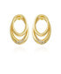 Gold-Tone Glass Stone Double Hoop Earrings