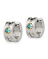 Stainless Steel Brushed Yellow Blue CZ Hinged Hoop Earrings