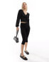 Monki tie detail wrap top in black