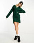 Brave Soul ribbed polo collar knitted midi dress in forest green