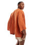 Фото #3 товара ASOS DESIGN boxy textured cotton kimono in rust