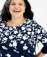 Plus Size Printed Pima Cotton 3/4-Sleeve Top, Created for Macy's