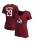ფოტო #1 პროდუქტის Women's Nathan MacKinnon Burgundy Colorado Avalanche Plus Size Name and Number V-Neck T-shirt