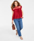 Фото #1 товара Women's Tulle Flutter-Sleeve Top, Created for Macy's