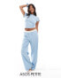 Фото #1 товара ASOS DESIGN Petite mix & match pyjama trousers with exposed waistband and picot trim in blue