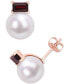 ფოტო #1 პროდუქტის Cultured Freshwater Pearl (9mm) & Rhodolite Garnet (3/4 ct. t.w.) Stud Earrings in 14k Rose Gold