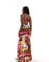 ASOS DESIGN one shoulder drawstring maxi dress in bright floral print