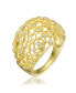 Фото #1 товара RA 14k Yellow Gold Plated with Cubic Zirconia Dome-Shaped Textured Nugget Ring