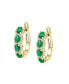 ფოტო #1 პროდუქტის Sterling Silver 14K Gold Plated Cubic Zirconia Oblong Hoop Spring Lock Earrings.