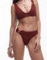 Topshop mix and match high waist high leg bikini bottoms with rings in wine weinrot, 32 - фото #1