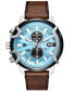 Фото #1 товара Men's Griffed Chronograph Brown Leather Watch 48mm