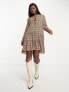 Фото #1 товара Urban Revivo long sleeve mini smock dress in brown floral print