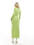 Vero Moda Petite long sleeved ribbed jersey maxi dress in green Avocado Oil, XS - фото #7