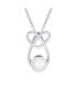 ფოტო #1 პროდუქტის Elegant Bridal Forever Knot Infinity Intertwined Heart Teardrop Cultured Freshwater White Pearl Necklace Pendant Wedding Sterling Silver 16 Inch