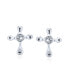 ფოტო #2 პროდუქტის Danity Accent CZ Small Petite Religious Cross Stud Earrings For Women Men Teens.925 Sterling Silver