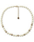 Фото #1 товара Gold-Tone Pavé Fireball & Imitation Pearl Collar Necklace, 17" + 2" extender, Created for Macy's