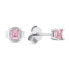 Silver stud earrings with light pink zircons EA592WP
