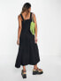 Фото #2 товара Only square neck maxi smock dress in black