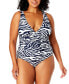 ფოტო #1 პროდუქტის Plus Size Zebra-Print One-Piece Swimsuit