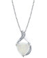 ფოტო #1 პროდუქტის Opal (1-3/4 ct. t.w.) & Diamond (1/20 ct. t.w.) 18" Pendant Necklace in 14k White Gold