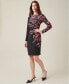 Фото #3 товара Women's Floral Side-Pleated Long-Sleeve Dress