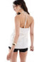 ASOS DESIGN linen blend tie front halter top in white weiß, L - EU 44-46 - фото #4