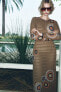 Фото #2 товара Длинное трикотажное платье с кружевом кроше ZARA