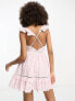 Фото #4 товара ASOS DESIGN ruffle mini sundress with lace inserts in stripe ditsy print