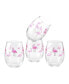 Фото #1 товара Flamingos Stemless Wine Glass 15-Ounce Set of 4