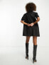 Фото #2 товара River Island baloon sleeve smock mini shirt dress in black