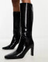 Public Desire Wide Fit Pose heeled knee boots in black textured