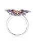 Фото #1 товара Sterling Silver with White Gold Plating Multi Color Cubic Zirconia Butterfly Ring