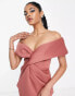 Фото #4 товара ASOS DESIGN off shoulder twist front midi dress in rose