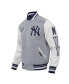 ფოტო #4 პროდუქტის Men's Heather Gray New York Yankees Script Tail Wool Full-Zip Varity Jacket