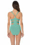 ISABELLA ROSE Women's Beach Solids One Piece Plunge Swimsuit Sz. S 150050 - фото #2