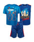 ფოტო #1 პროდუქტის Little Boys Sonic the Hedgehog 3 Piece Outfit Set: T-Shirt Tank Top Shorts Blue