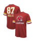Фото #1 товара Men's Threads Travis Kelce Red Distressed Kansas City Chiefs Super Bowl LVIII Name and Number Oversized T-Shirt