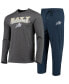 ფოტო #1 პროდუქტის Men's Navy, Heathered Charcoal Distressed Navy Midshipmen Meter Long Sleeve T-shirt and Pants Sleep Set