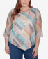 ფოტო #1 პროდუქტის Plus Size Scottsdale Stained Glass Popcorn Top With Necklace