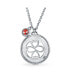 Ayllu Inspirational Heart Infinity Clover Love Luck Unity Words Round Disc BFF Pendant Necklace Sterling Silver Red Crystal