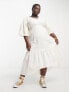 Native Youth Plus ruffle hem linen midaxi dress in ecru