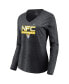 Фото #3 товара Women's Charcoal Los Angeles Rams 2021 NFC Champions Iconic Slant V-Neck Long Sleeve T-shirt