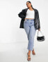 Фото #4 товара ASOS DESIGN Curve oversized leather look dad blazer in black