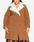 Фото #1 товара Plus Size Teddy Faux Fur Jacket