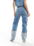 Фото #3 товара Mango double fold ruched hem jeans in blue