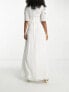 Фото #2 товара Hope & Ivy Maternity embellished plunge flutter sleeve maxi dress in cream
