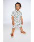 ფოტო #2 პროდუქტის Baby Boy Short Sleeve Poplin Shirt White Printed Jungle Friends - Infant