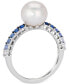 ფოტო #4 პროდუქტის Vanilla Pearl™ (9mm) & Multi-Sapphire (3/8 ct. t.w.) Ring in 14k White Gold