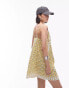 Topshop premium broderie detail mini slip dress in yellow ditsy floral Желтый, 38 - фото #3